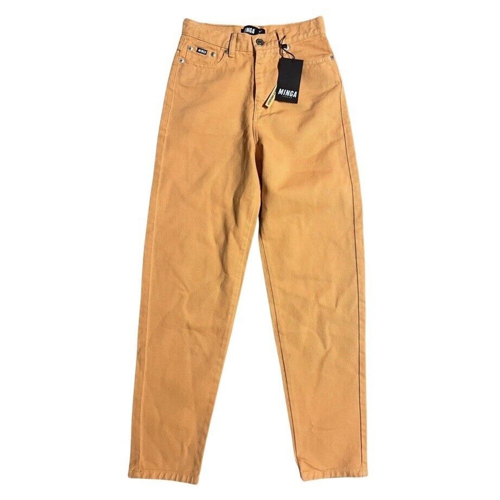 Minga London Mom Jeans Juicy‎ Orange High Waist Tapered Leg 24" Size 0